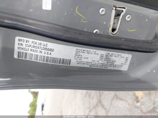 2020 Jeep Cherokee Limited 4x4 მანქანა იყიდება აუქციონზე, vin: 1C4PJMDX7LD650452, აუქციონის ნომერი: 46142517