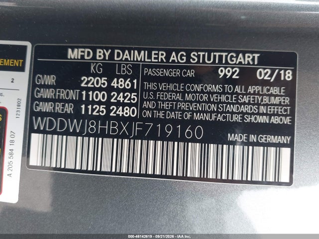 Aukcja sprzedaży 2018 Mercedes-benz Amg C 63 S, vin: WDDWJ8HBXJF719160, numer aukcji: 46142619
