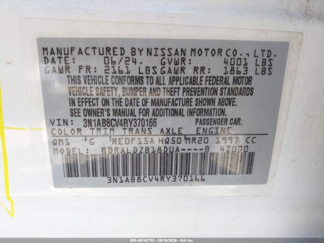 3N1AB8CV4RY370166 Nissan Sentra Sv Xtronic Cvt