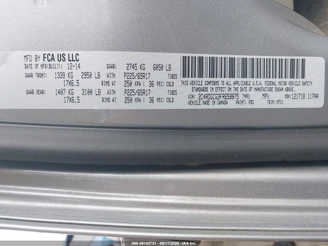 Dodge Grand Caravan Sxt 2015 2C4RDGCG3FR658875 Image 9