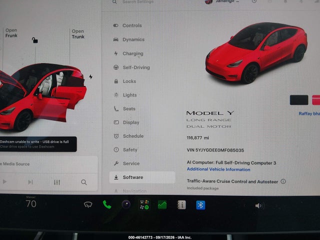 Aukcja sprzedaży 2021 Tesla Model Y Long Range Dual Motor All-wheel Drive, vin: 5YJYGDEE0MF085035, numer aukcji: 46142773