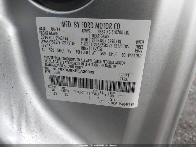 Продажа на аукционе авто 2015 Ford F-350 Xl, vin: 1FT8X3B6XFEA20009, номер лота: 46142792
