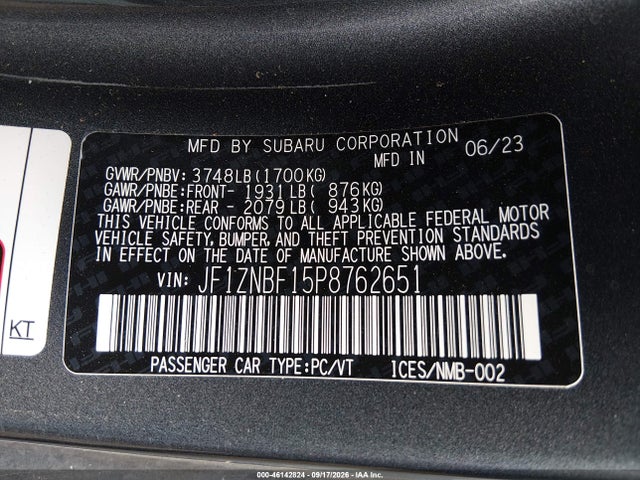 Продаж на аукціоні авто 2023 Toyota Gr86 Premium, vin: JF1ZNBF15P8762651, номер лоту: 46142824
