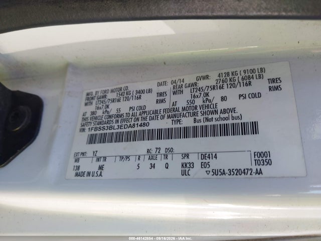 Ford E-350 Super Duty Xlt 2014 1FBSS3BL3EDA81480 Image 9