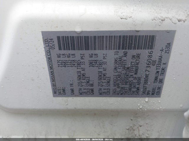 46142938 :رقم المزاد ، 5N1BT3BB0RC736086 vin ، 2024 Nissan Rogue Sv Intelligent Awd مزاد بيع