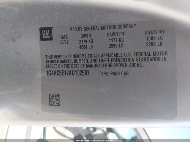 Продаж на аукціоні авто 2010 Buick Lucerne Cxl, vin: 1G4HC5E17AU102507, номер лоту: 46142953
