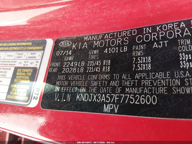 Продажа на аукционе авто 2015 Kia Soul !, vin: KNDJX3A57F7752600, номер лота: 46142972