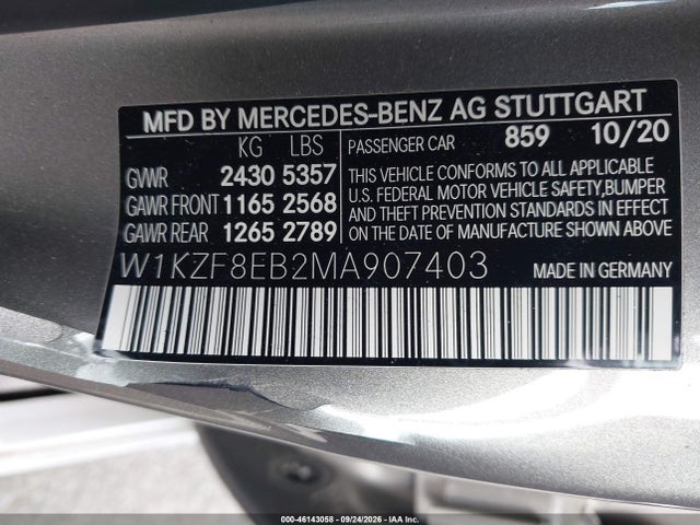 Aukcja sprzedaży 2021 Mercedes-benz E 350 4matic, vin: W1KZF8EB2MA907403, numer aukcji: 46143058