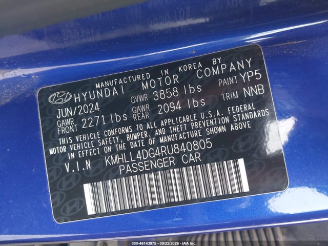Продажа на аукционе авто 2024 Hyundai Elantra Se, vin: KMHLL4DG4RU840805, номер лота: 46143075