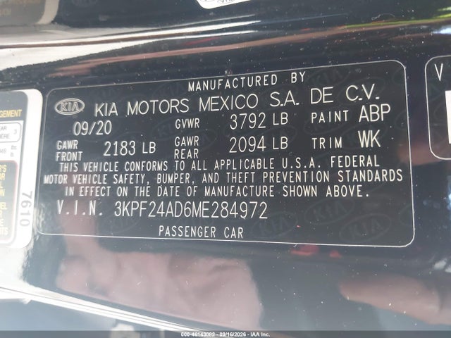 Продаж на аукціоні авто 2021 Kia Forte Lxs, vin: 3KPF24AD6ME284972, номер лоту: 46143082