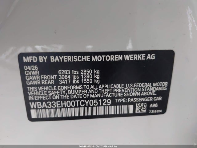 Aukcja sprzedaży 2026 Bmw 740i Xdrive, vin: WBA33EH00TCY05129, numer aukcji: 46143131