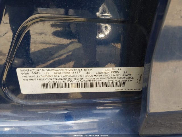 Продажа на аукционе авто 2011 Volkswagen Jetta Sportwagen 2.0l Tdi, vin: 3VWPL7AJXBM666124, номер лота: 46143138