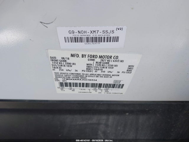 Продажа на аукционе авто 2018 Ford Police Interceptor Utility, vin: 1FM5K8ARXJGC56534, номер лота: 46143161