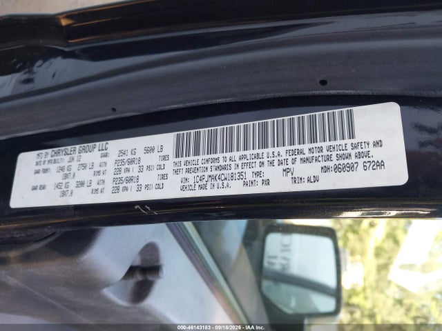 Продажа на аукционе авто 2012 Jeep Liberty Sport, vin: 1C4PJMAK4CW181351, номер лота: 46143183