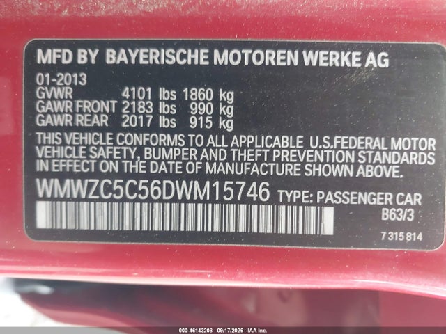 2013 Mini Countryman Cooper S მანქანა იყიდება აუქციონზე, vin: WMWZC5C56DWM15746, აუქციონის ნომერი: 46143208