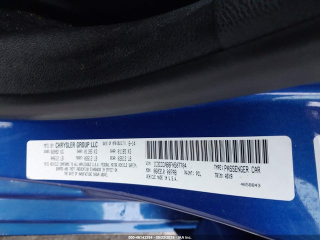 2015 Chrysler 200 Limited მანქანა იყიდება აუქციონზე, vin: 1C3CCCAB8FN507704, აუქციონის ნომერი: 46143294
