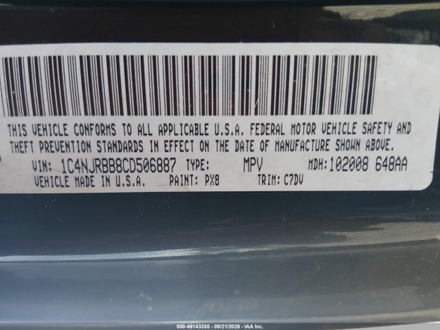 Продаж на аукціоні авто 2012 Jeep Patriot Sport, vin: 1C4NJRBB8CD506887, номер лоту: 46143355