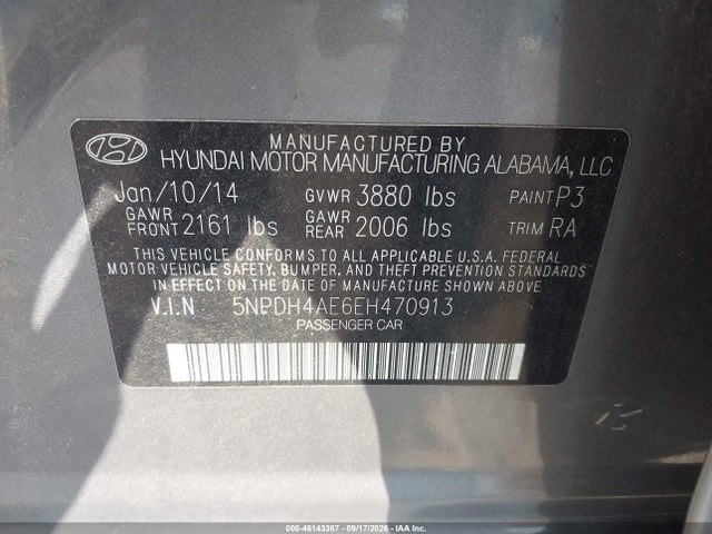 2014 Hyundai Elantra Se მანქანა იყიდება აუქციონზე, vin: 5NPDH4AE6EH470913, აუქციონის ნომერი: 46143387