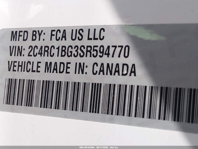 Продажа на аукционе авто 2025 Chrysler Pacifica Select, vin: 2C4RC1BG3SR594770, номер лота: 46143394