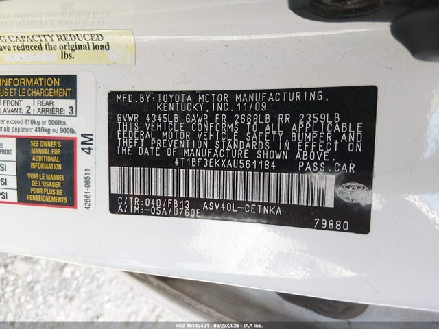 Продажа на аукционе авто 2010 Toyota Camry, vin: 4T1BF3EKXAU561184, номер лота: 46143421
