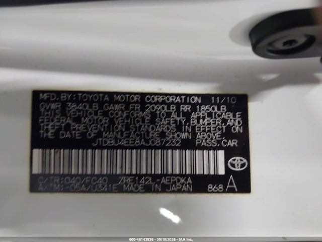 Продажа на аукционе авто 2010 Toyota Corolla Le, vin: JTDBU4EE8AJ087232, номер лота: 46143536
