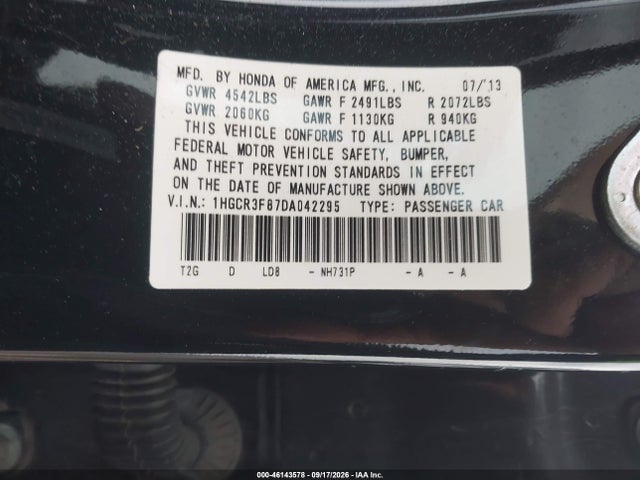 Продажа на аукционе авто 2013 Honda Accord Ex-l V-6, vin: 1HGCR3F87DA042295, номер лота: 46143578