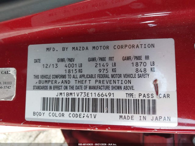Mazda Mazda3 I Touring 2014 JM1BM1V73E1166491 Image 9