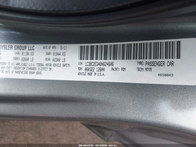 46143758 :رقم المزاد ، 1C3BC2EG4BN624606 vin ، 2011 Chrysler 200 Touring مزاد بيع