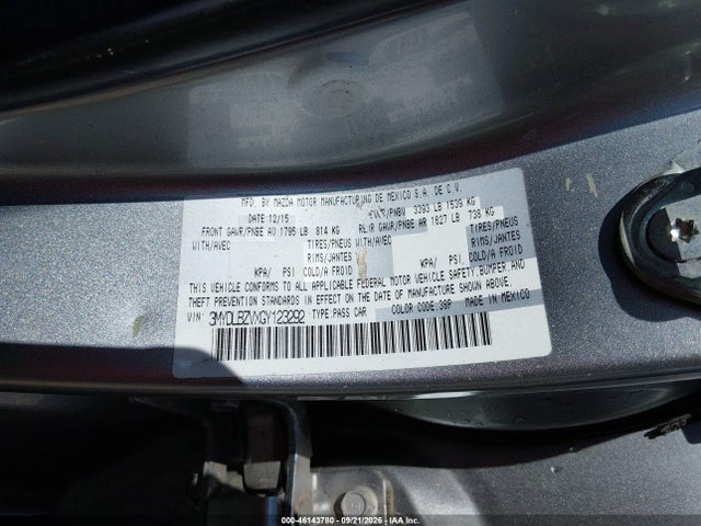 46143780 :رقم المزاد ، 3MYDLBZVXGY123292 vin ، 2016 Scion Ia مزاد بيع