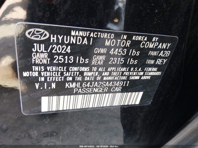 Продаж на аукціоні авто 2025 Hyundai Sonata Sel, vin: KMHL64JA2SA434911, номер лоту: 46143822