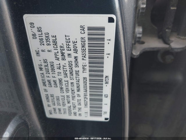 Продаж на аукціоні авто 2010 Honda Accord 2.4 Ex-l, vin: 1HGCP2F81AA004928, номер лоту: 46143830