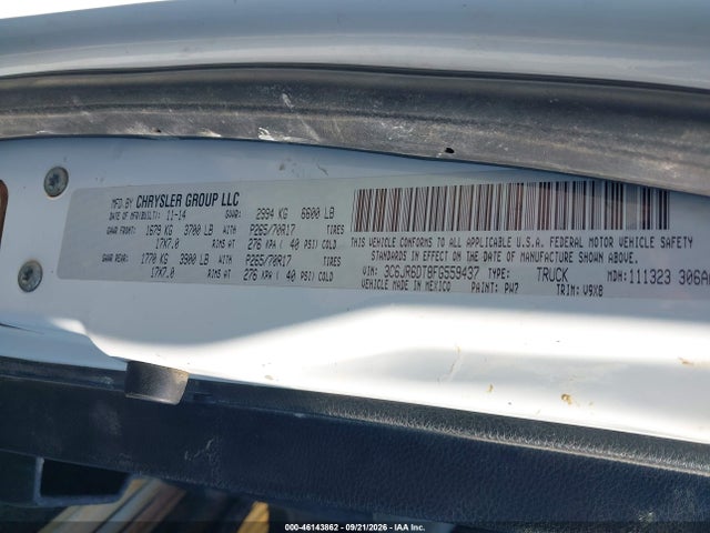 Auction sale of the 2015 Ram 1500 Tradesman, vin: 3C6JR6DT8FG559437, lot number: 46143862