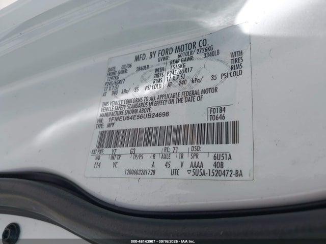 Auction sale of the 2006 Ford Explorer Eddie Bauer, vin: 1FMEU64E56UB24698, lot number: 46143907