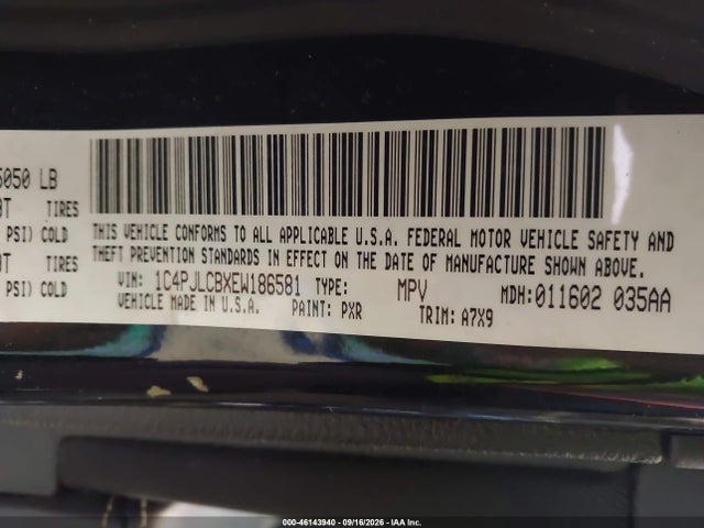 Auction sale of the 2014 Jeep Cherokee Latitude, vin: 1C4PJLCBXEW186581, lot number: 46143940