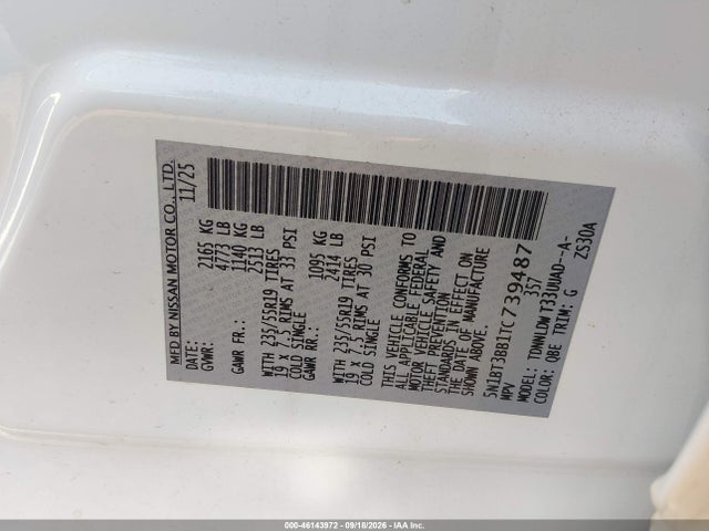 2026 Nissan Rogue Dark Armor მანქანა იყიდება აუქციონზე, vin: 5N1BT3BB1TC739487, აუქციონის ნომერი: 46143972