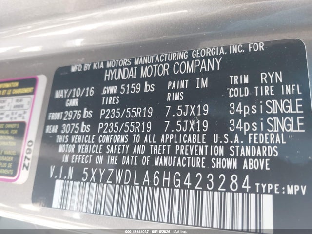 Продаж на аукціоні авто 2017 Hyundai Santa Fe Sport 2.0t Ultimate, vin: 5XYZWDLA6HG423284, номер лоту: 46144037