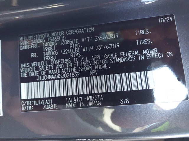 46144101 :رقم المزاد ، JTJCHMAA4S2021832 vin ، 2025 Lexus Rx 350 Premium مزاد بيع