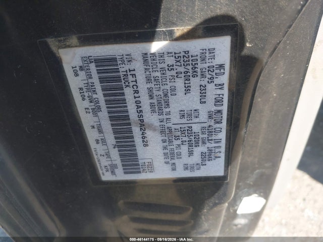 46144175 :رقم المزاد ، 1FTCR10A5SPA24628 vin ، 1995 Ford Ranger مزاد بيع