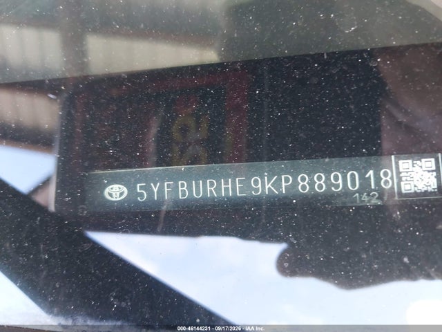 Aukcja sprzedaży 2019 Toyota Corolla Se, vin: 5YFBURHE9KP889018, numer aukcji: 46144231
