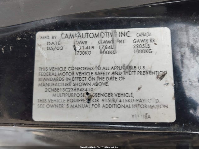 Продажа на аукционе авто 2003 Chevrolet Tracker Hard Top Base, vin: 2CNBE13C236943410, номер лота: 46144266