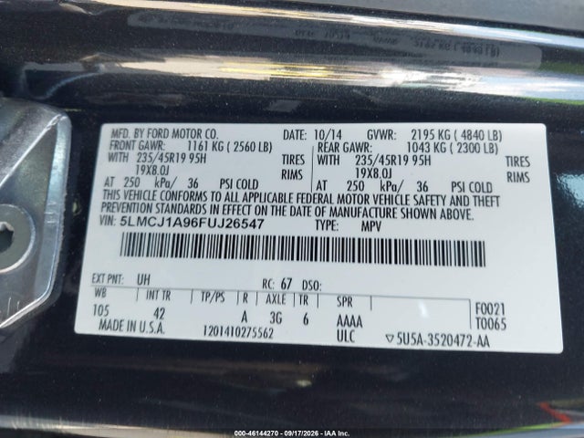 Lincoln MKC 2015 5LMCJ1A96FUJ26547 Image 9