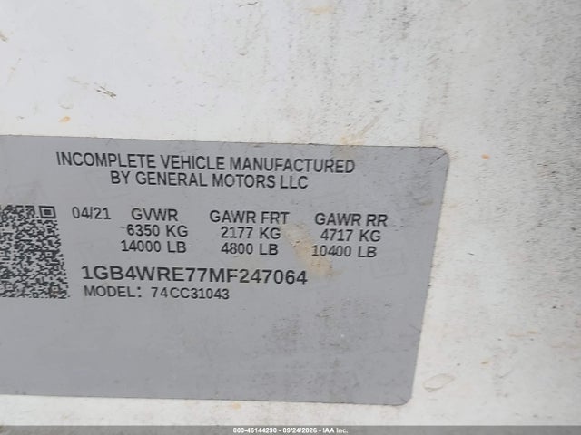 Продаж на аукціоні авто 2021 Chevrolet Silverado 3500hd Cc Work Truck, vin: 1GB4WRE77MF247064, номер лоту: 46144290