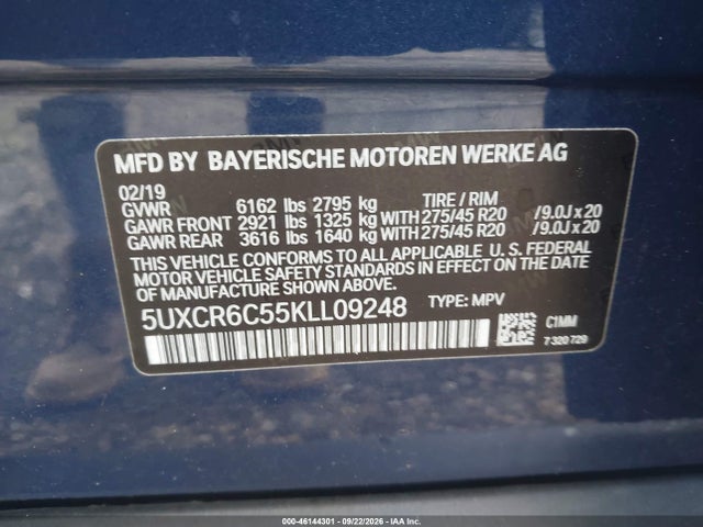 Aukcja sprzedaży 2019 Bmw X5 Xdrive40i, vin: 5UXCR6C55KLL09248, numer aukcji: 46144301