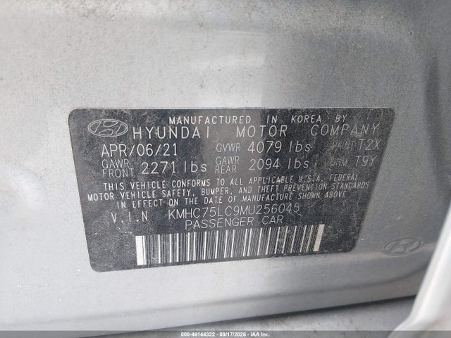Aukcja sprzedaży 2021 Hyundai Ioniq Hybrid Se, vin: KMHC75LC9MU256045, numer aukcji: 46144322