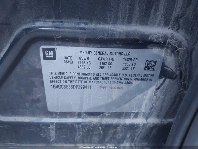 Aukcja sprzedaży 2013 Buick Lacrosse Leather Group, vin: 1G4GC5E35DF299411, numer aukcji: 46144343