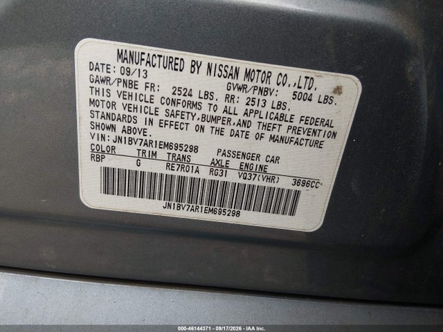 Продажа на аукционе авто 2014 Infiniti Q50 Premium, vin: JN1BV7AR1EM695298, номер лота: 46144371