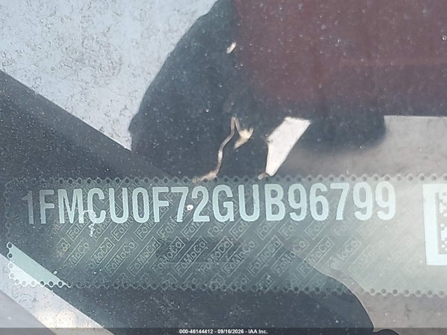 46144412 :رقم المزاد ، 1FMCU0F72GUB96799 vin ، 2016 Ford Escape S مزاد بيع