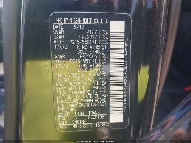 Продажа на аукционе авто 2013 Nissan Juke Sl, vin: JN8AF5MV3DT222501, номер лота: 46144447