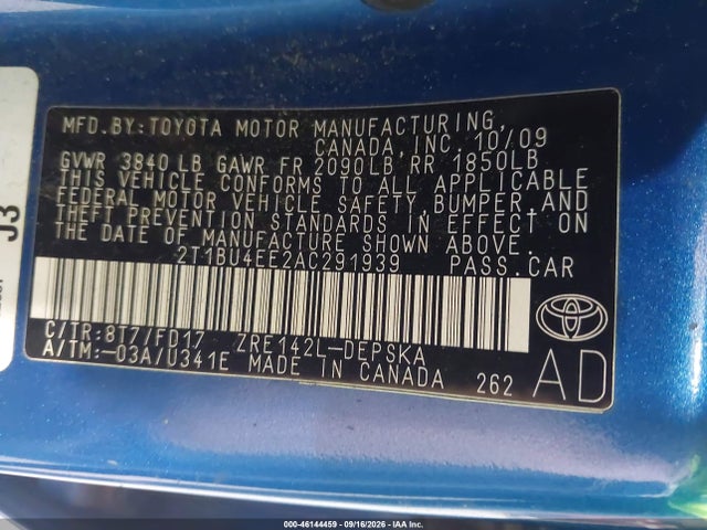 Продажа на аукционе авто 2010 Toyota Corolla S, vin: 2T1BU4EE2AC291939, номер лота: 46144459
