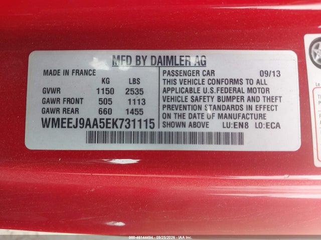 Aukcja sprzedaży 2014 Smart Fortwo Electric Drive Passion, vin: WMEEJ9AA5EK731115, numer aukcji: 46144494